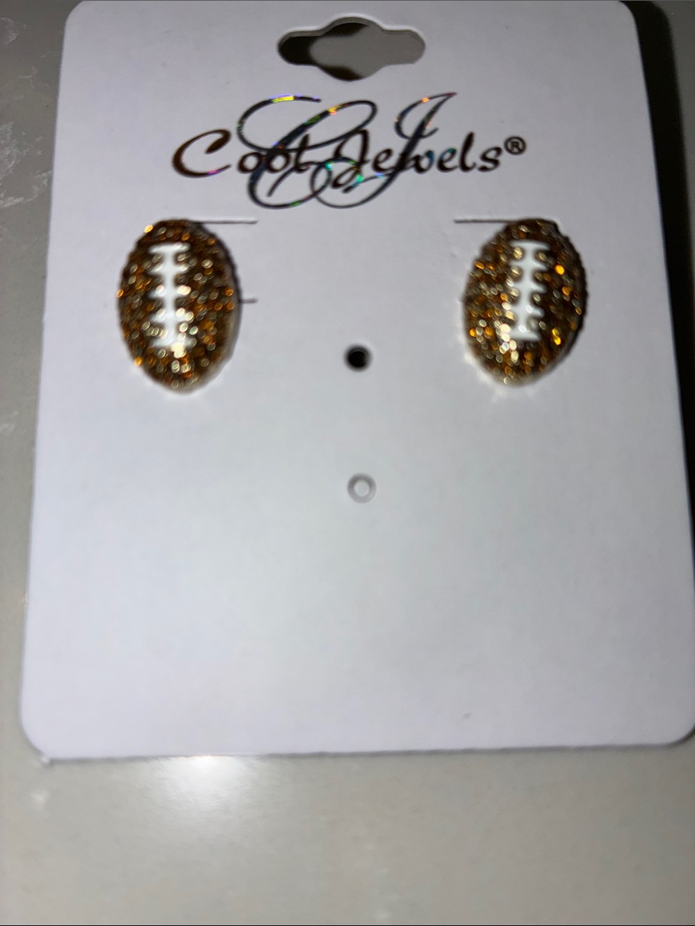 Gold blingy Football Stud Earrings NWT